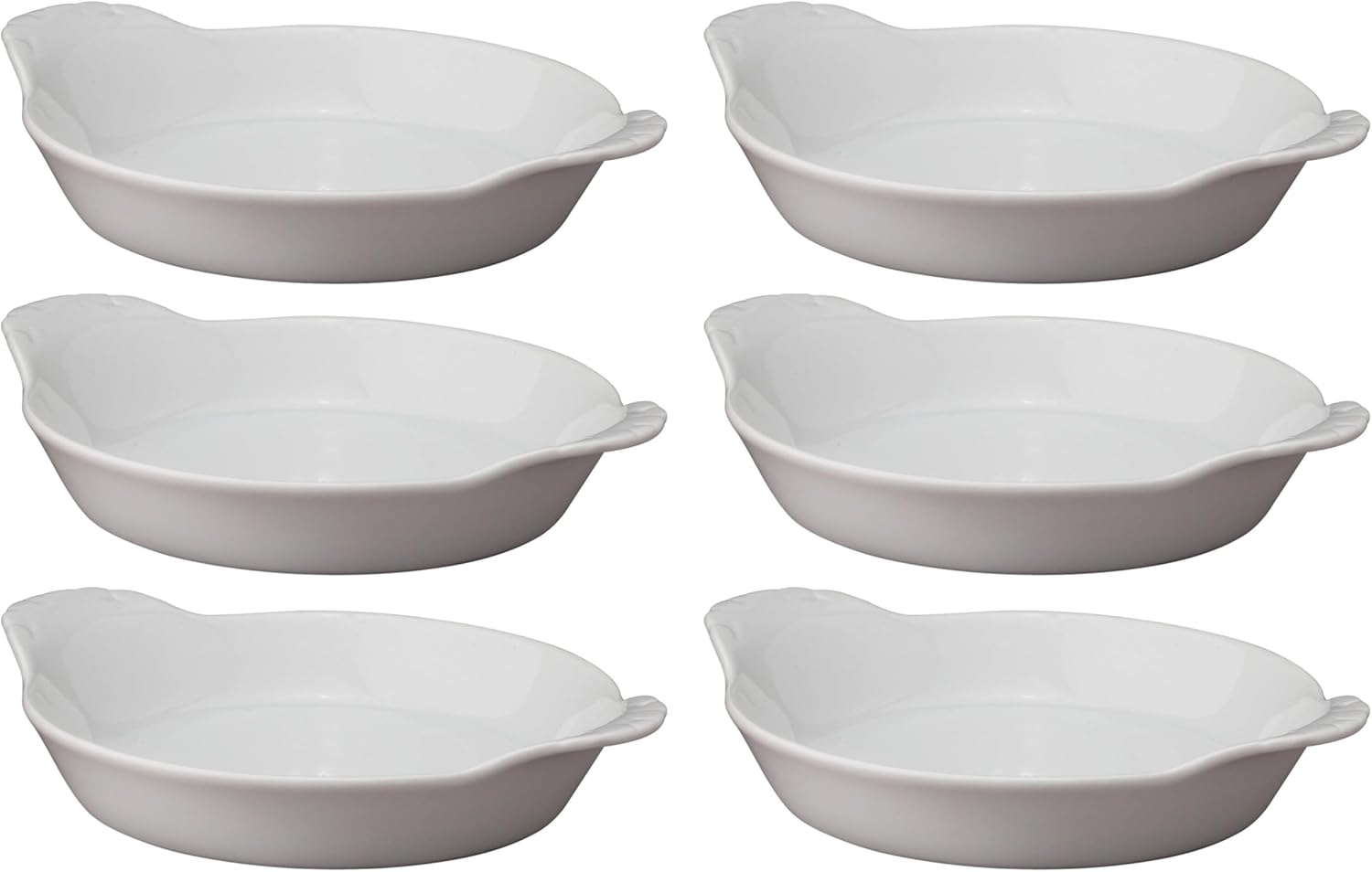 HIC Kitchen Round Au Gratin Baking Dish Set, Fine Porcelain, 4-Ounce, Set of 6