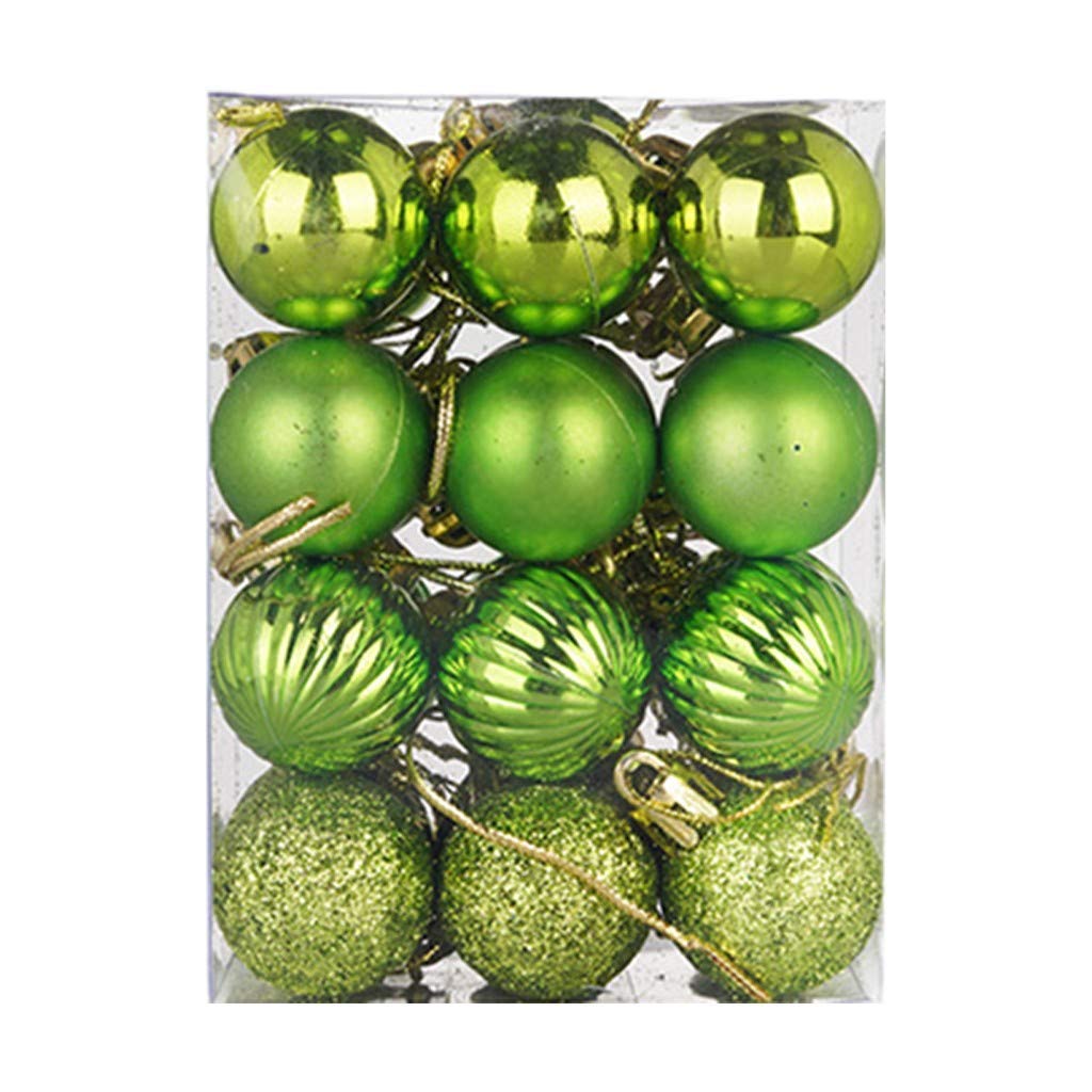 Am Clearance B-Green Mini Shatterproof Hanging Baubles Balls Set - 24/48Pc Christmas Ornaments For Tree Decorations (Green, 3Cm)