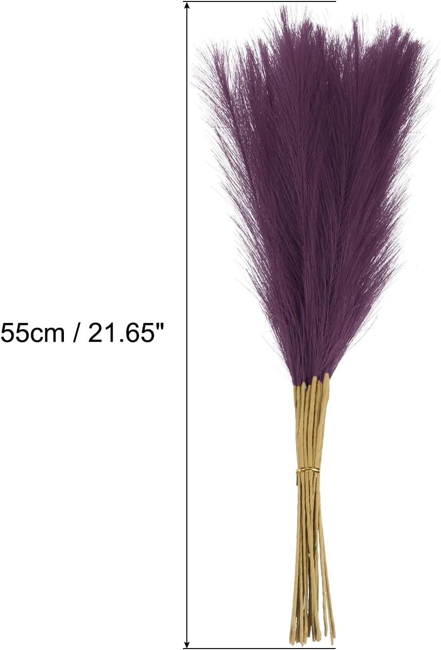 MECCANIXITY 15Pcs Faux Pampas Grass,21"/55cm Fake Pampas Grass Decor for Living Room Party Wall Vase Wedding Decoration,Dark Purple