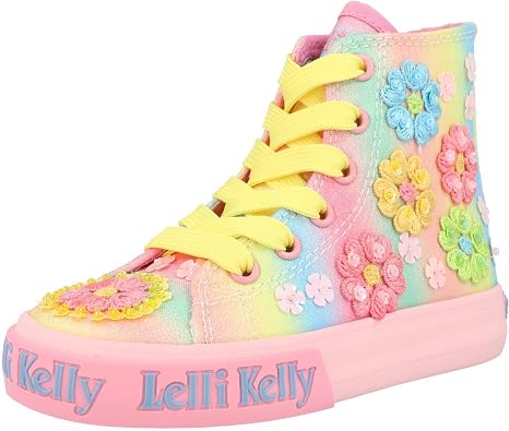 Lelli Kelly Francesca Mid Lilac Canvas Shoe with Beads and Sequins Easy-Fit Side Zip