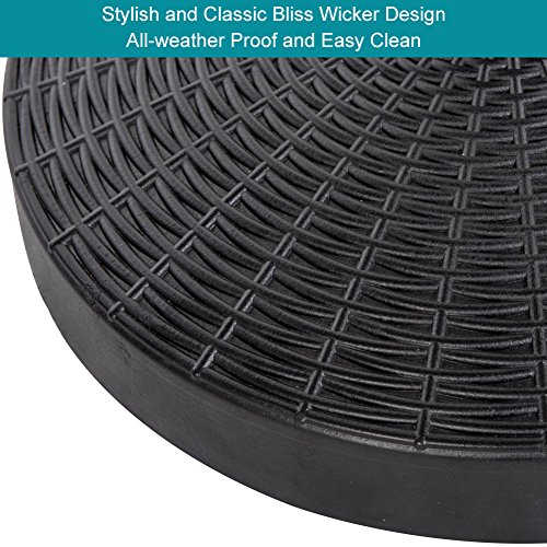 Sundale 48Lbs Umbrella Stand 20.47'' Bliss Wicker Resin Patio Umbrella Base,Market Metal Heavy Duty Stand Outdoor, Black #TOP5
