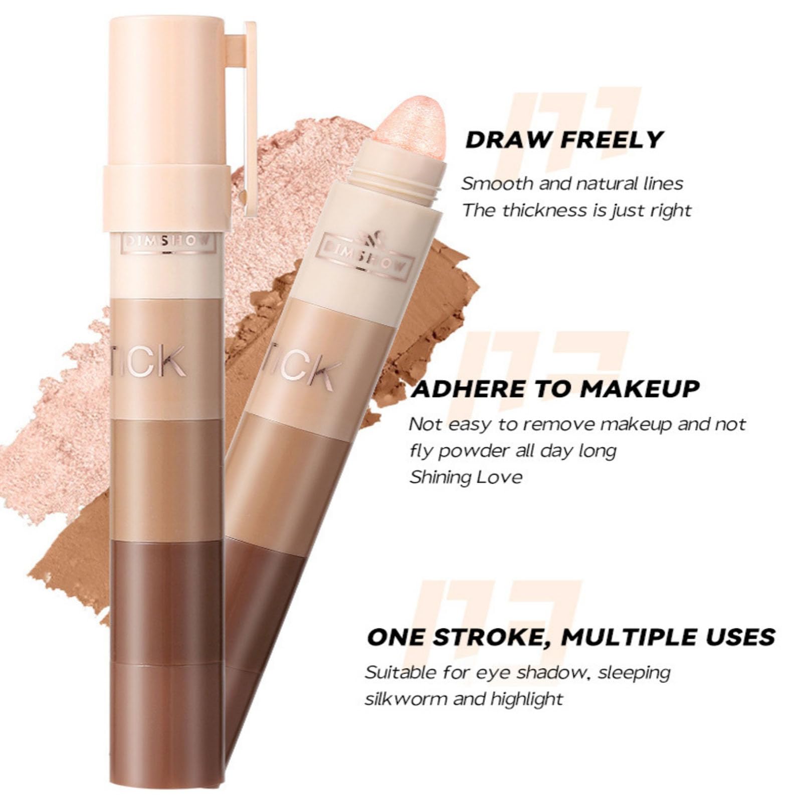 2Pcs 5 In 1 Eyeshadow Pencil 5 Colour Eyeshadow Stick Velvet Matte Pigment Matte Shimmer Makeup Combination Pink Brown Mini Eye Shadow Pen Lazy Eyeshadow Pencil - Image 2