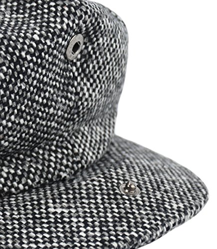Men's Wool Newsboy Cap, Herringbone Driving Cabbie Tweed Applejack Golf Hat (2124-Black Tweed, Medium) - Thumbnail 6