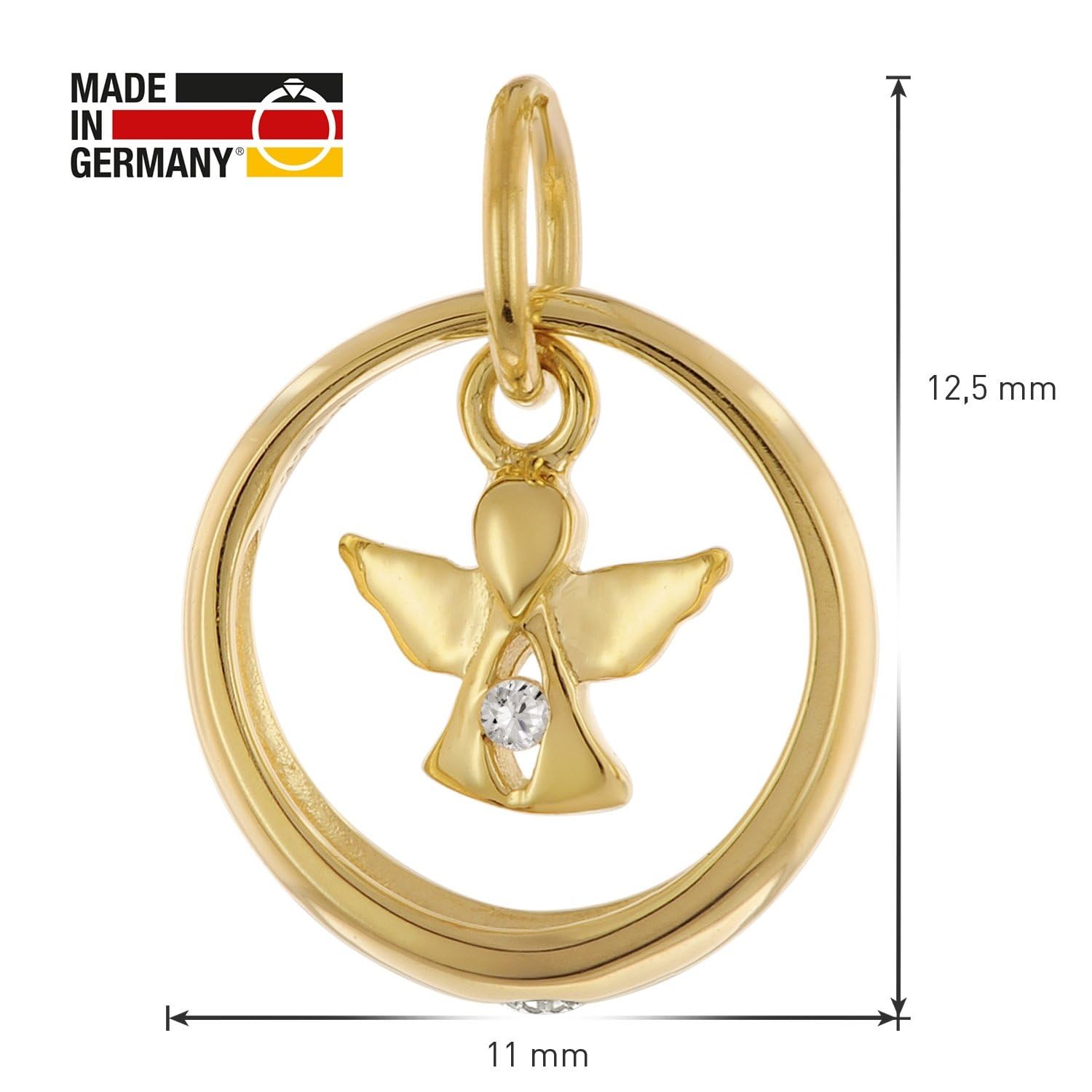 trendor Taufring Mit Engel Gold 333 / 8K An Vergoldeter Silberkette 28210