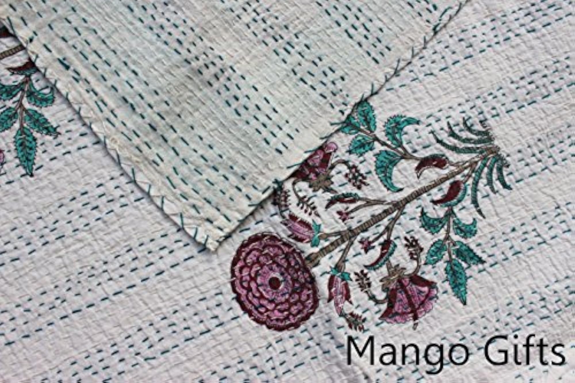 Traditional Handmade Kantha Bedspread 100% Cotton