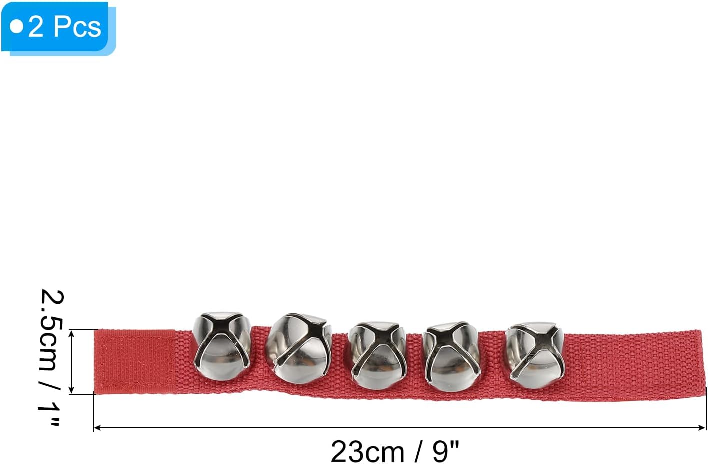 PATIKIL 2pcs Wrist Bells, Jingle Bells Ankle Bells Hand Bells Wrist Bells Bracelet Percussion Instruments Musical Rhythm Band with 5 Silvery Bells for Party Christmas, Red