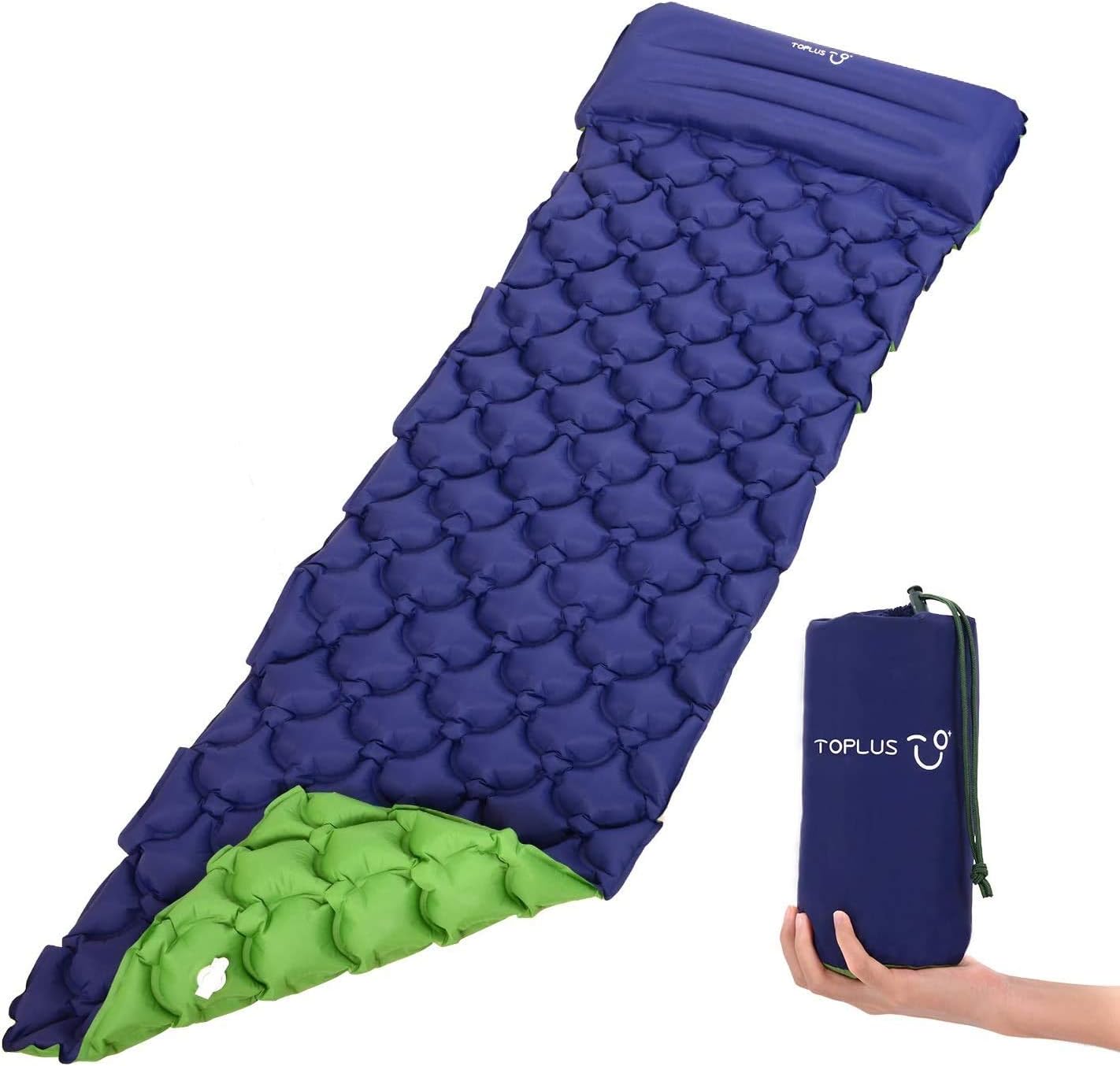 TOPLUS Camping Mat Inflatable Mattress Sleeping with Pillow, Camping Mat Waterproof thick Comfortable, 190 x 59 x 6 cm