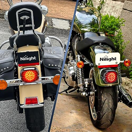 Image of Nilight LED Tail Light Motorcycle Brake Turn Signal Driving License Plate Rear Lights Smoked Plug and Play for Harley Davidson Dyna Sportster 883 1200 Road King Glide Electra Heritage