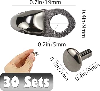 30 Sets Boot Lace Hooks, Boot Hook Eyelets Repair Kit, Speed Hooks with Rivets for Camp Climb Hiking Shoes Work Outdoor Mountaineering Boots