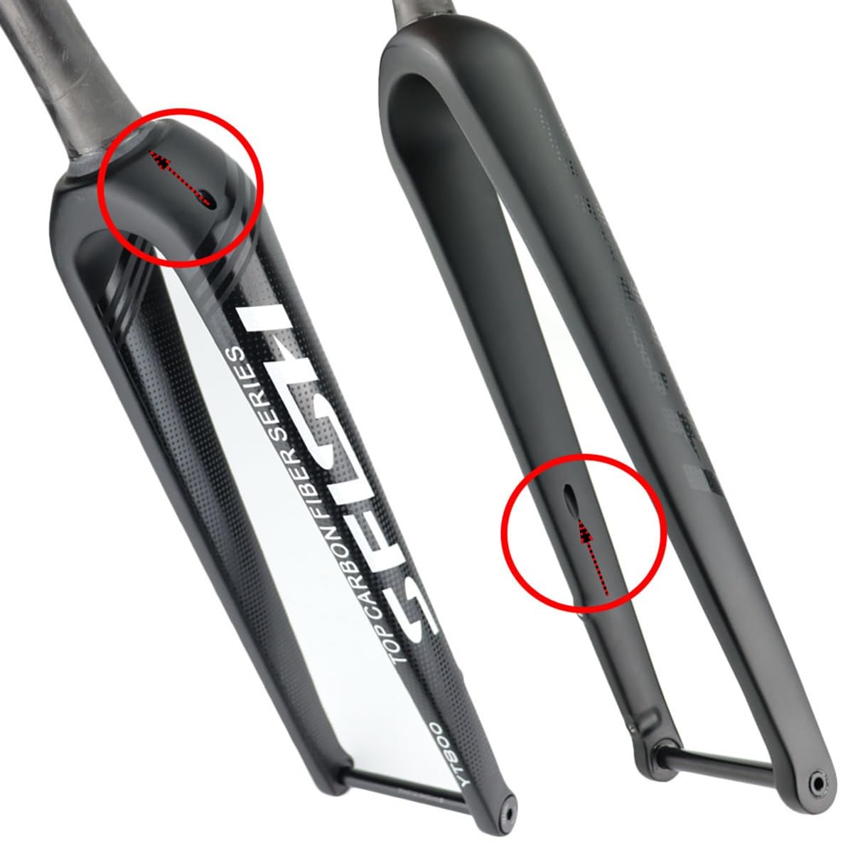 700C Starrgabel Kohlefaser Rennrad Steckachse 100x12mm Scheibenbremse Vorderradgabel Fahrradgabeln 1-1/8'' Verjüngtes Rohr Ultraleicht (Color : Black-B, Size : 700C)