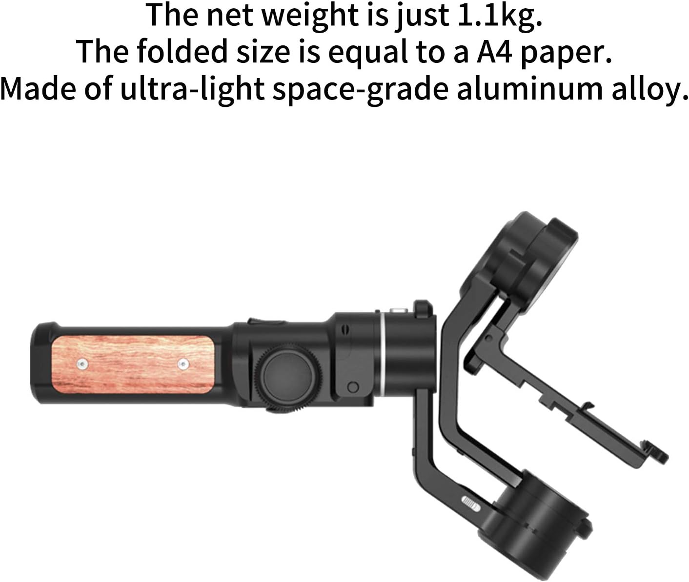 FeiyuTech AK2000S Gimbal with a camera mounted, showing the quick release plate.