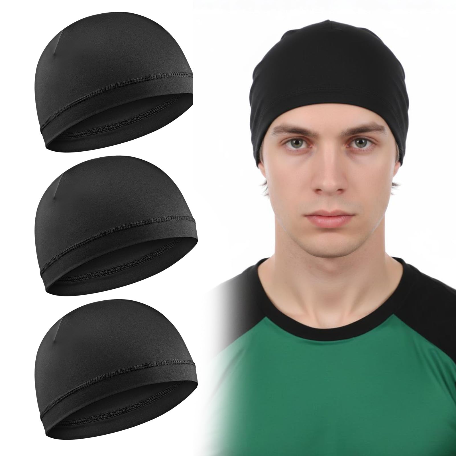 Miękka czapka do spania, męska czapka z czaszką, oddychająca bawełniana czapka męska, pod kask rowerowy, czapka z czaszką, do jazdy na rowerze, biegania, wspinaczki górskiej, jazdy na motocyklu