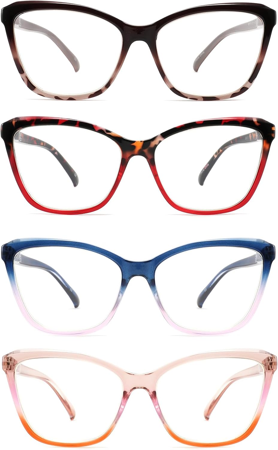 4 Pack Reading Glasses Blue Light Blocking for Women,Designer Cat Eye Frame Ladies Computer Readers,Anti Glare/UV Ray Eyeglasses 2.0