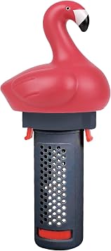Pool Chlorine Floater, Small Floating Chlorine Bromine Dispenser for 1 Inch Tablets, Mini Chlorinator with 6 Flow Level Control, Cute Flamingo Tablet Holder for Above Ground Pools, Spas, and Hot Tubs