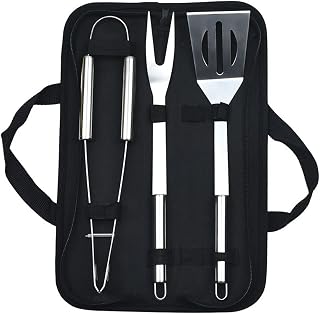 SUJAYU Stainless Steel BBQ Grill Tools Set - Heavy Duty Spatula, Fork, Tongs, Brush & Knife for Outdoor Grilling - Rust-Resistant Gift Box