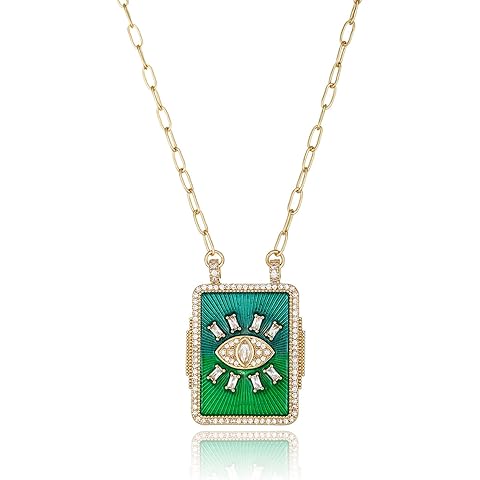 LUREME Vintage Tarot Necklace - Gold Enamel Pendant with Zircon for Women, Hope/Love/Eye Shining Charm Jewelry (nl006355)