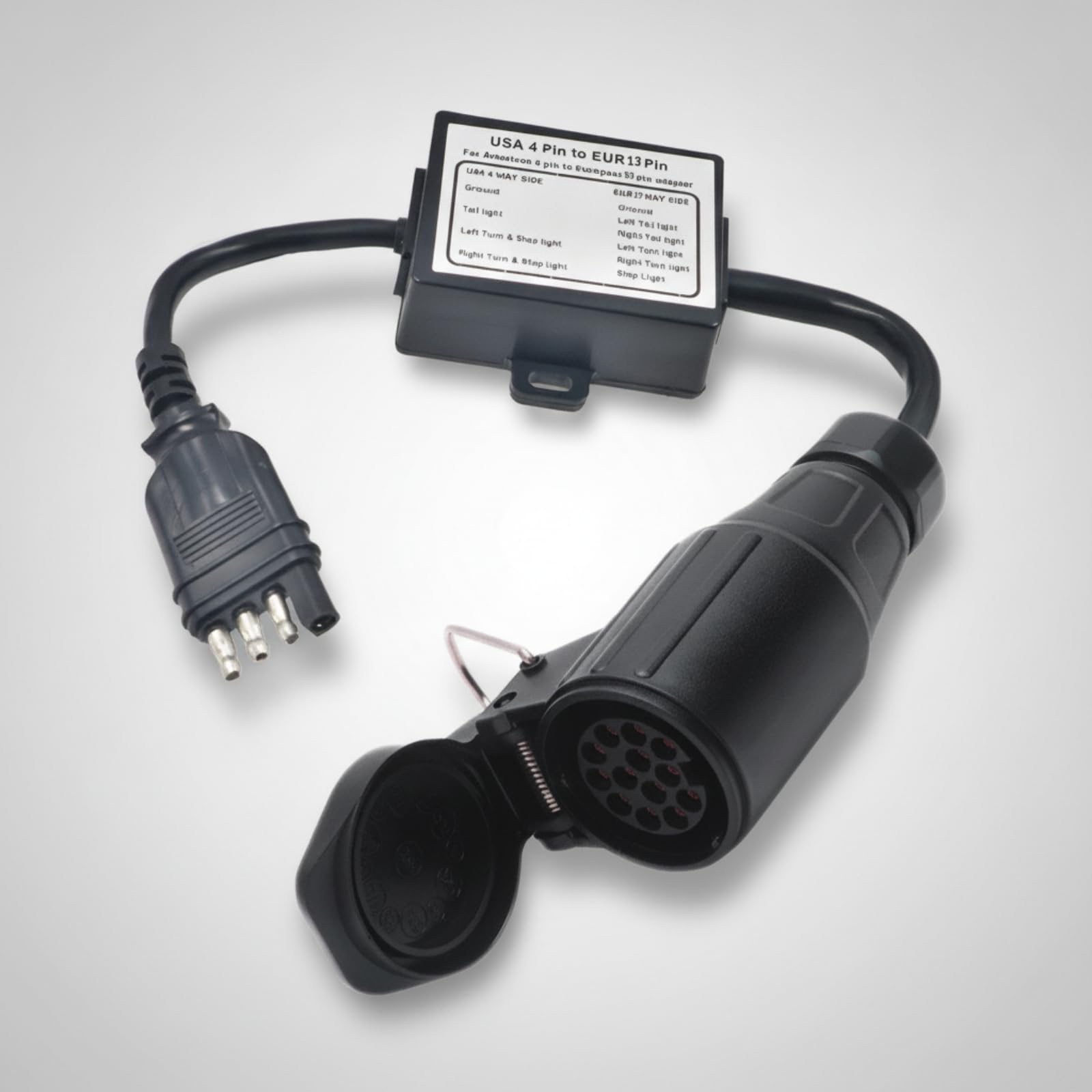 Adaptador Remolque con Tapa Antipolvo | resguardado Polvo, Plug and Play, Convertidor Señal Freno para Remolque, Caravanas