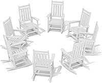 Vista 34 de SERWALL - Juego de 2 sillas mecedoras de exterior de gran tamaño, balancín de HDPE para adultos, sillas mecedoras de patio para porche, Aruba