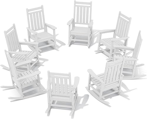 Miniatura 51 de SEWALL - Juego de 2 mecedoras de gran tamaño para exteriores, mecedoras de polietileno de alta densidad para adultos, mecedoras de patio para