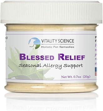 Vitality Science Blessed Relief for Cats | Seasonal Allergy Support | Improves Respiratory Function and Breathing | Heals Skin Helps Irritation 20g