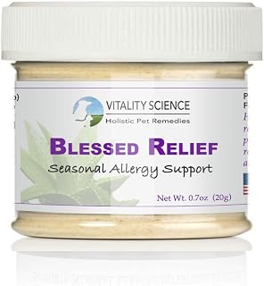Vitality Science Blessed Relief for Cats | Seasonal Allergy Support | Improves Respiratory Function and Breathing | Heals Skin Helps Irritation (20g)