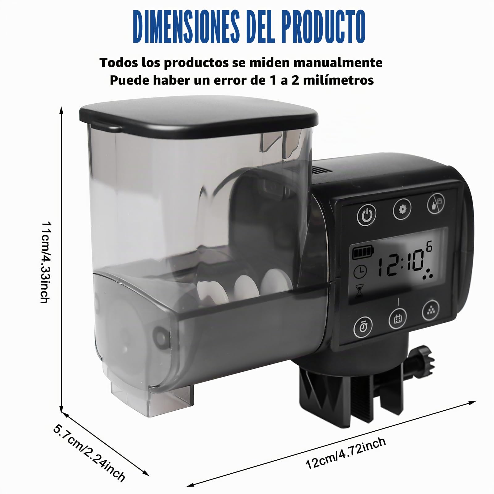 Comedero automático para acuario, 250 ml, dispensador automático de alimentos para peces para acuarios con pilas, comedero automático para peces con recipiente para comida, alimento para peces de