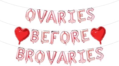 Ovaries Before Brovaries Balloons, Galentine's Day Decor, Valentine's Day Banner, Rose Gold, Leslie Knope