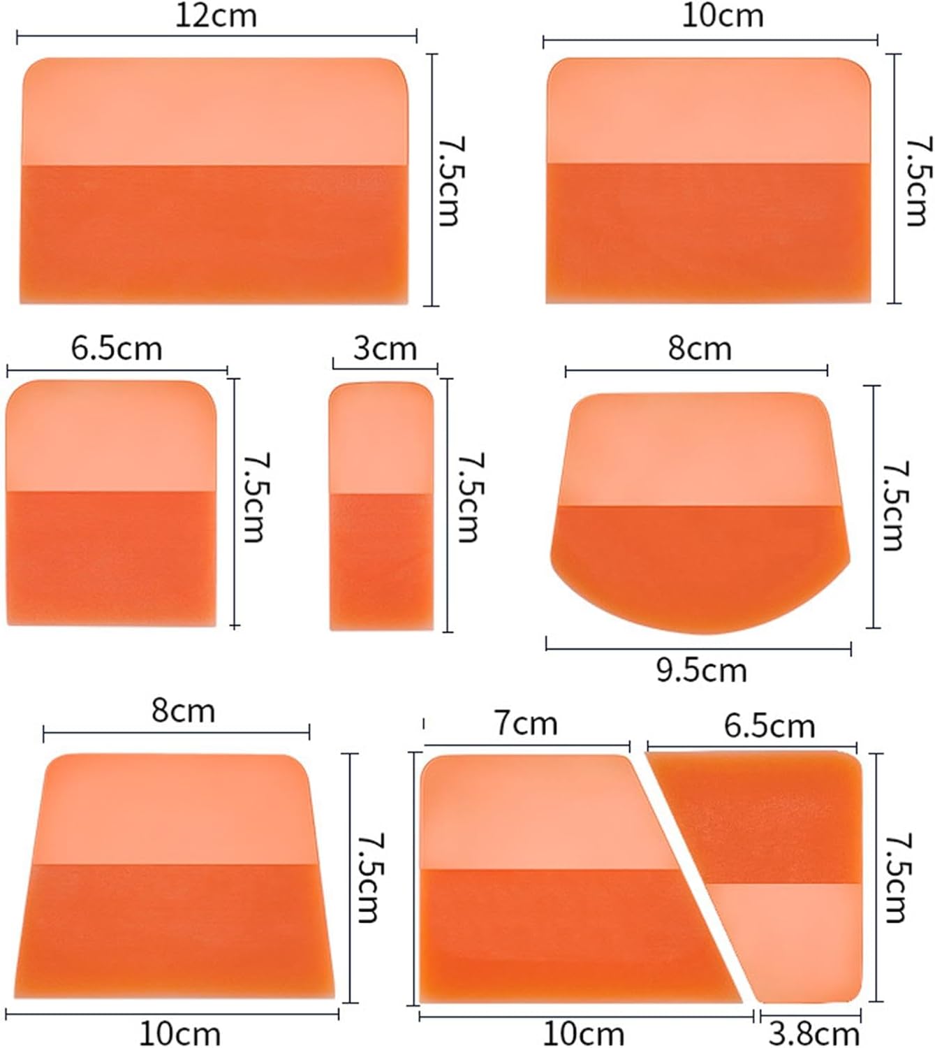 8x PPF Squeegees TPU Squeegees Portable for Vinyl Window Tint Tools for Graphic Decal Installations Mirror Water Wiping, Orange