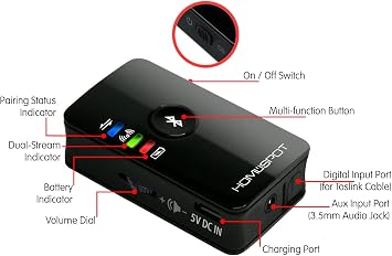 Bluetooth 5.3 Audio Transmitter for TV - aptX Low Latency, Dual Stream, Optical/RCA/3.5mm Audio Adapter