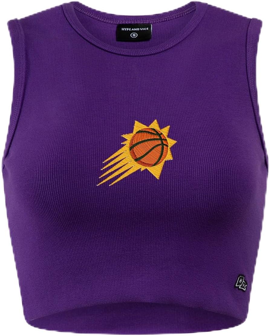 Hype & Vice Women's NBA Official Cut Off Tank - Fitted Tank Top, Sleeveless Crop Top for Gameday or Fans
