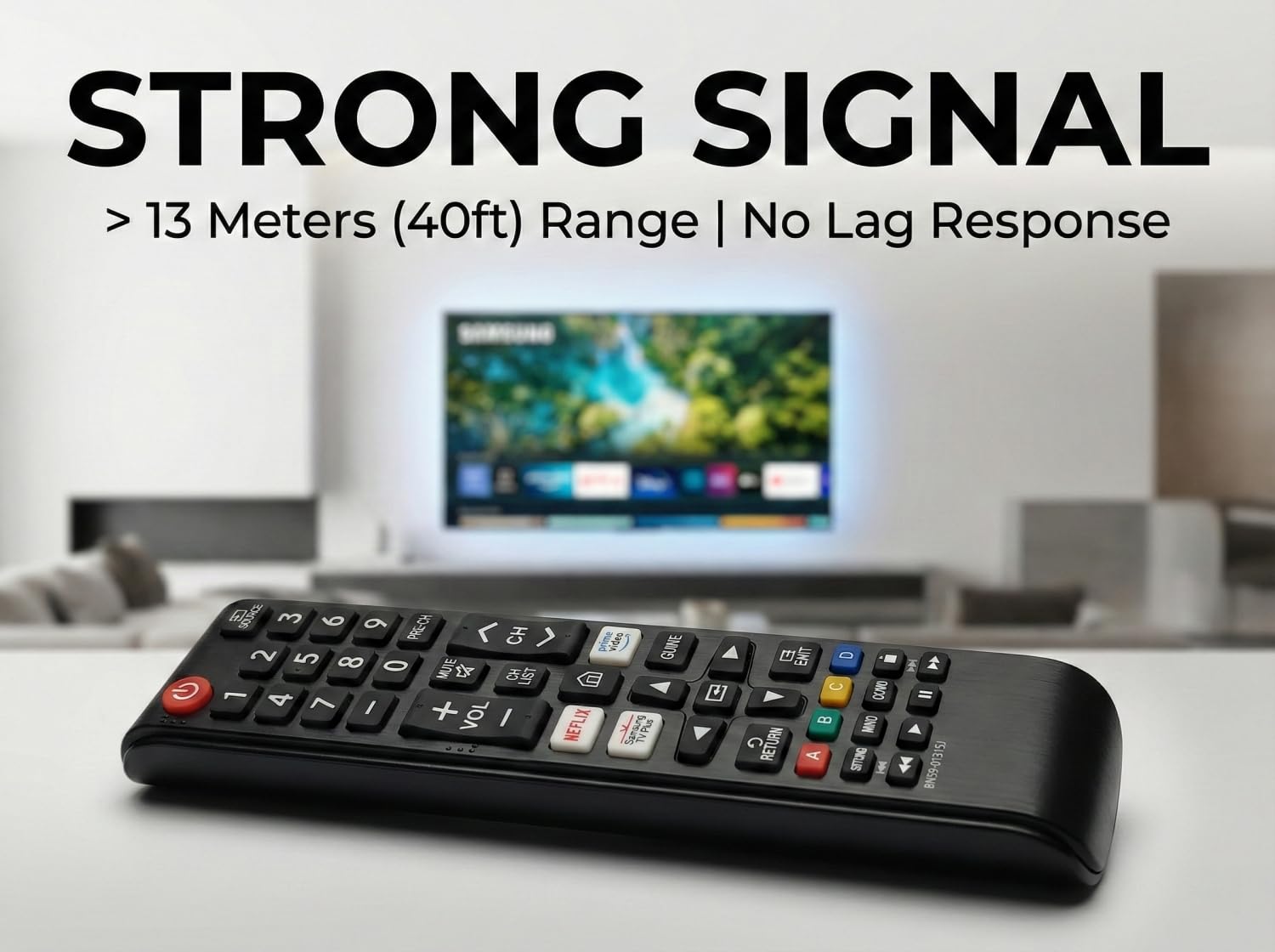BN59-01315J - Mando a distancia de repuesto para Samsung Smart TV, no requiere configuración, con teclas de acceso rápido para Netflix para Prime Video para Samsung Plus TV y 2 pilas AAA incluidas