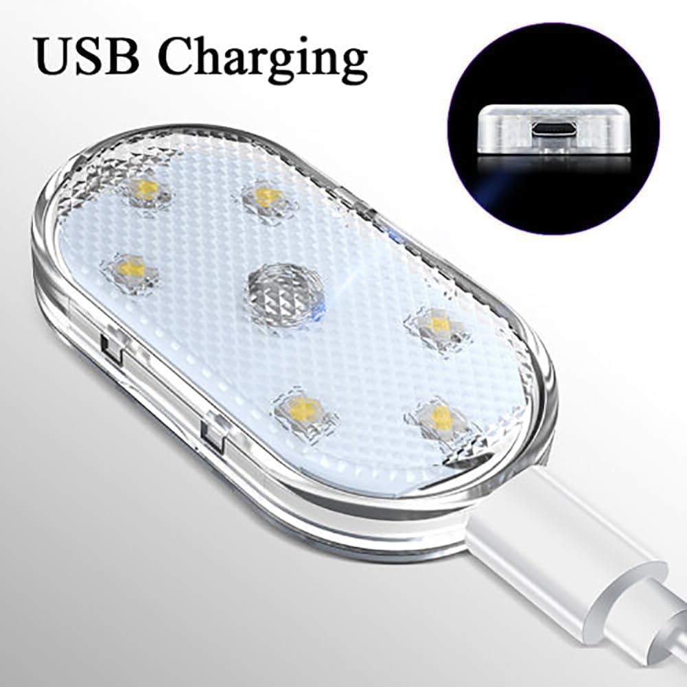 Auto Interior Lighting Car Rechargeable Wireless Led Ambient Lights | Mini Portable LED Reading Light, Touch Switch Magnetic Car Interior Floor Roof Drawers Armrest Box Lighting Decor 2Pcs/Pack