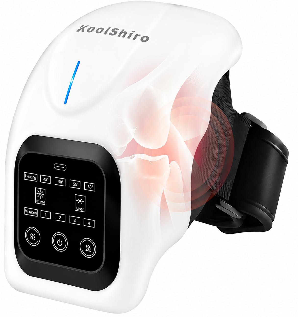 Kabelloses Knie Massagegerät mit Wärme, Vibration & Luftkompression, 4 Heizstufen & 4 Vibrationsmodi, Wiederaufladbar, LCD-Touchscreen, Verstellbare Kniebandage zur Linderung von Knieschmerze