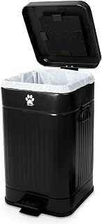 Dog Poop Trash Can Outside - Outdoor Dog Waste Trash Can with Lid - Odor Proof Waste Station Container for Backyard - 12L/3.2Gal (Black)