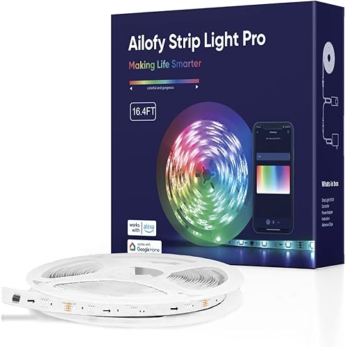 Smart LED Strip Lights Pro 16.4ft, 16M Colors Changing, Multi-Scenes, App Control, Work with Alexa/Google Assistant, Dimmable, Sync with Music, WiFi LED Strips for Bedroom, Living Room