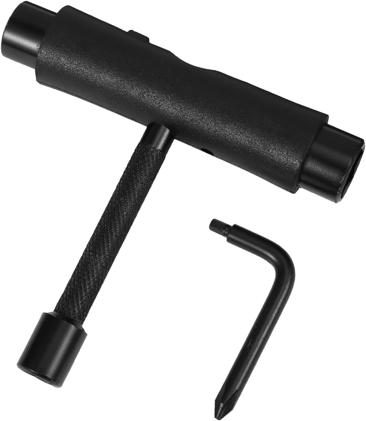 Mikinona Portable Skateboard T Tool Wrench with Screwdriver for Repair and Compact Black Skate T Tool for Tightening and Reassembling Skateboards Easy to Carry in Pocket