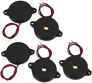 Aexit 5Pcs DC Security & Surveillance 1-30V 12V 2-Wired 85dB Sound Passive Electronic Buzzer Horns & Sirens Alarm Black