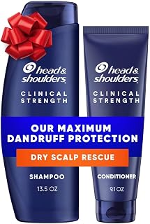 Head & Shoulders Clinical Strength Dry Scalp Rescue Shampoo & Conditioner Set | 1% Selenium Sulfide for Dandruff & Seborrheic Dermatitis Relief, 13.5oz + 9.1oz