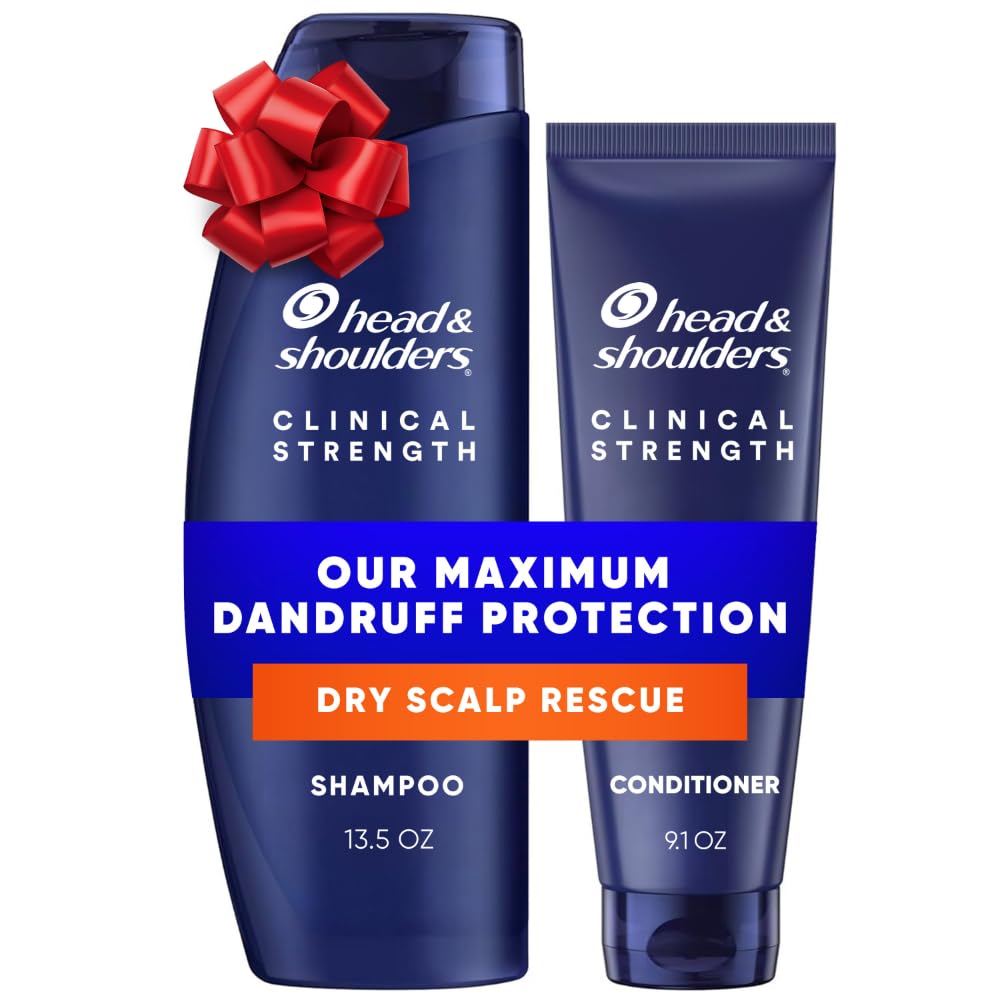 Head & Shoulders Anti-Dandruff Shampoo, Clinical Strength Dry Scalp Rescue, 1% Selenium Sulfide, Seborrheic Dermatitis Relief, Dry Scalp, 13.5 fl oz + Conditioner, 9.1oz