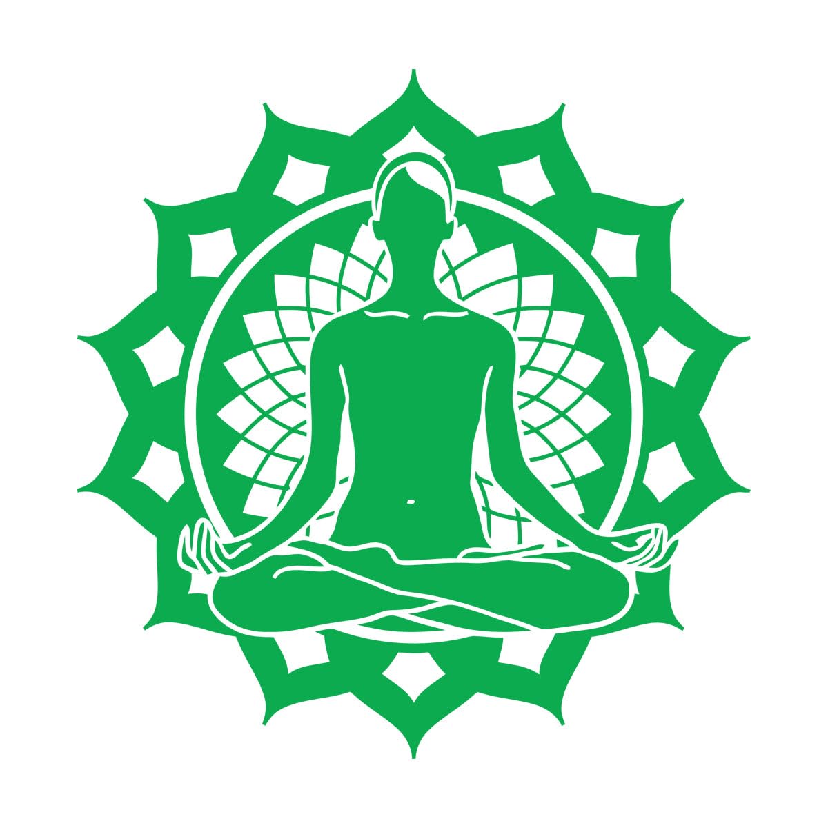 Engraving Stickers Lotus Flower Pose Yoga Meditation Studio 81x83.1cm Self Adhesive Extra Large Green