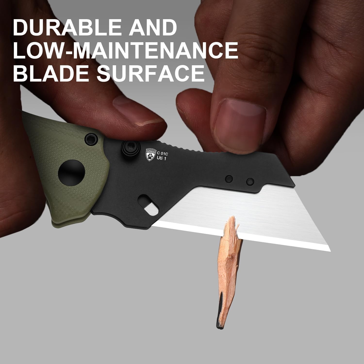 Kizer C01C Uti 1 (Dual-screw Version) Utility Knife, Button Liner Lock Box Cutter EDC Pocket Knife with 5PCS Razor Blades, Green G10 Handle Small Folding Knives with Clip for Men Women, V3488.29JSA2