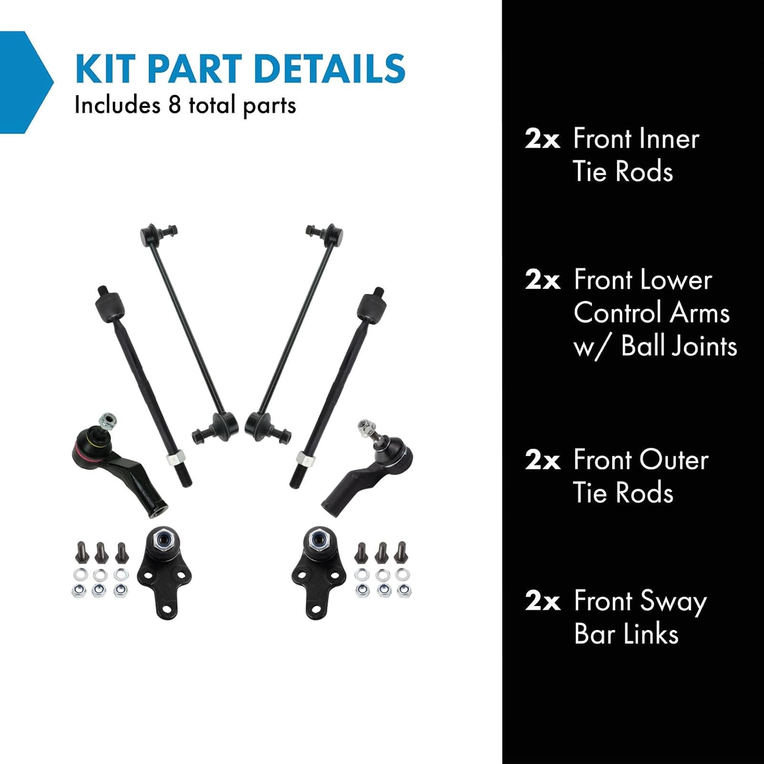 TRQ Front Steering & Suspension Kit Compatible with 08-13 Volvo C30 06-13 C70 06-11 S40 V50