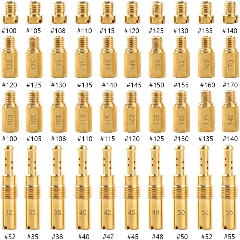 YUKIIA 30Pcs Carburetor Main Jets and 10Pcs Slow Jets Pilot Jet Kit Fits for PWK Keihin OKO KOSO CVK