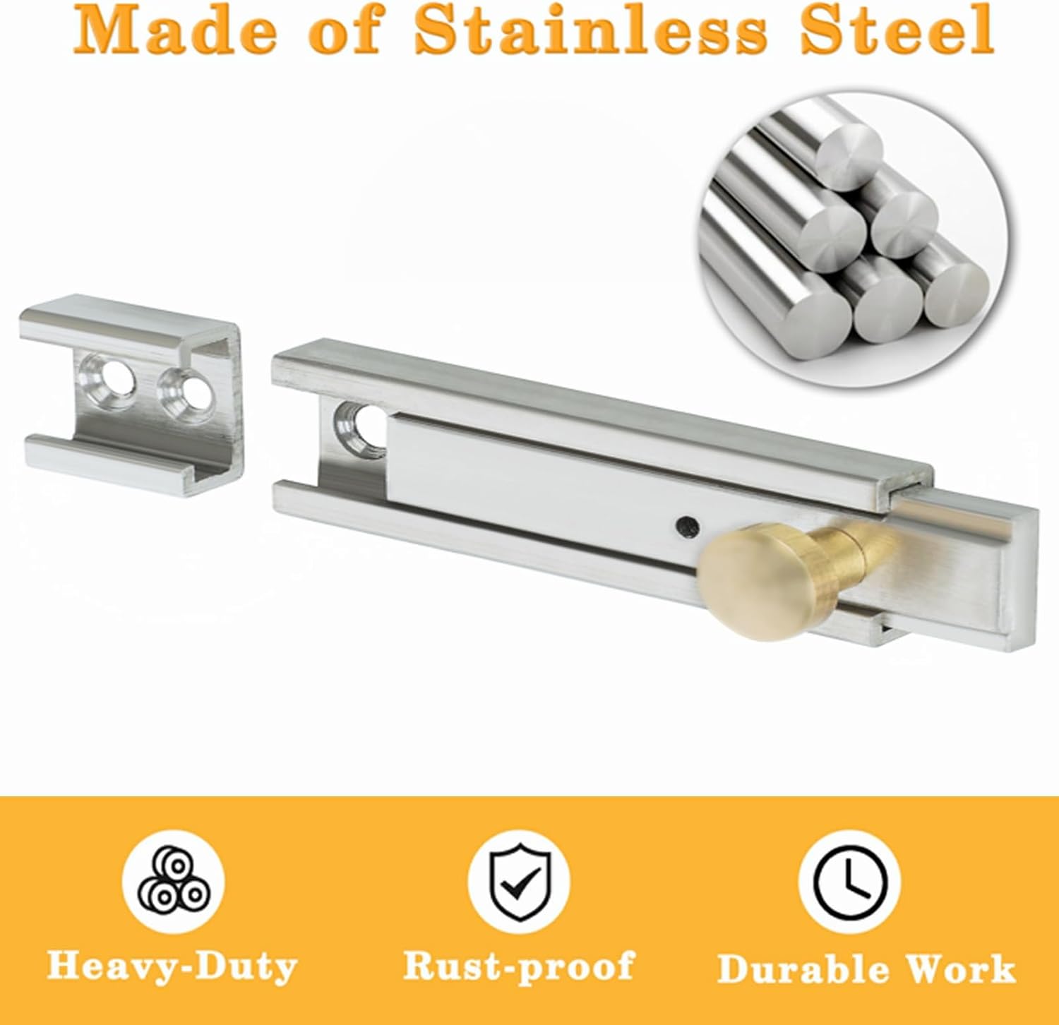 Alise Door Latch,Slide Bolt Latch Double Side Safety Door Lock for Barn Fence French Gate Internal Inside Doors,Solid Stainless Steel Gate Latches Hardware,Brushed Finish 6 Inch