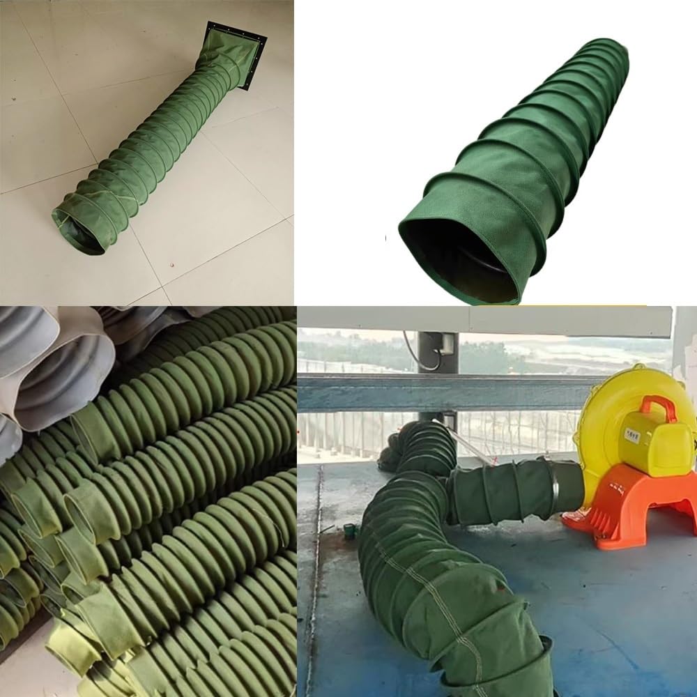 Węże kanałowe, elastyczny płócienny wąż kanałowy 12,7 cm - 61 cm do wentylacji HVAC, kanał powietrzny do wentylatorów wyciągowych, długość 1 m, ID 265 mm - trwały i wszechstronny