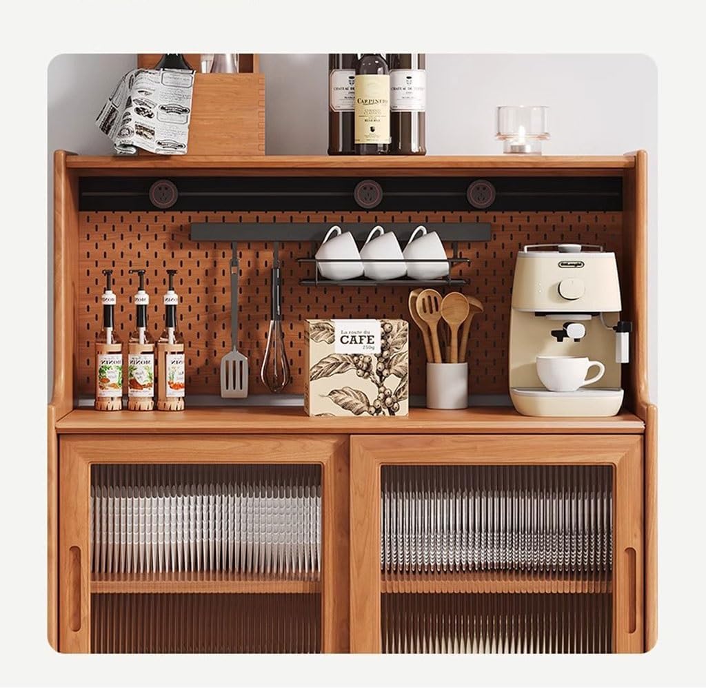 Sideboard Cabinet Solid Wood Sideboard Scandinavian Sofa Sideboard Dining Cabinet Storage Cabinet Hole Board Power Rail Against The Wall One Tea Cabinet Sideboard Cabinet With Drawers(Cherry 100cm(Hol