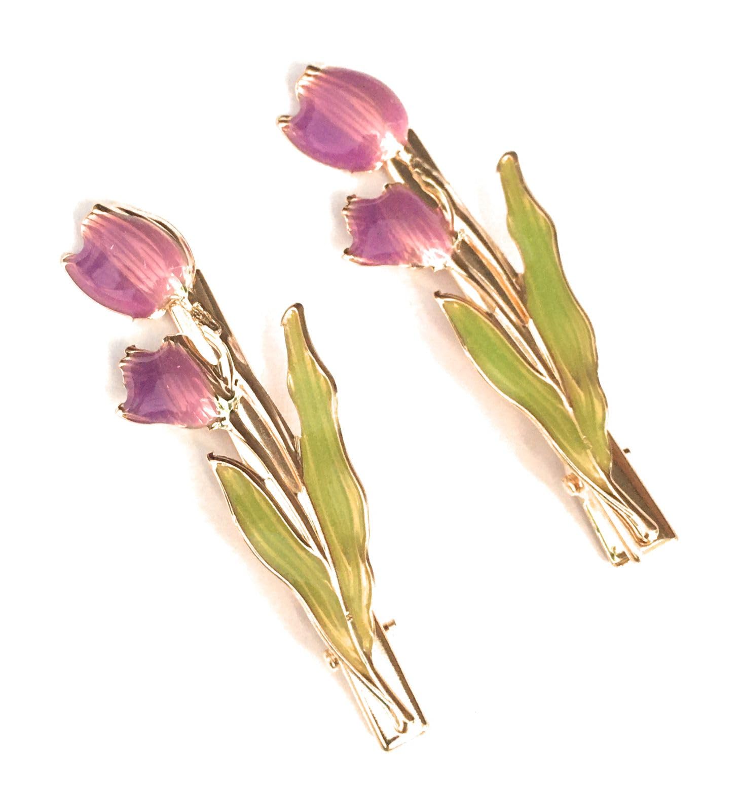 hair clips for women and girls metal center clips with purple and green enamel (pack of 2) fancy side pins pair latest hair pins for children (B0CB81SNMB) Amazon Price History, Amazon Price Tracker