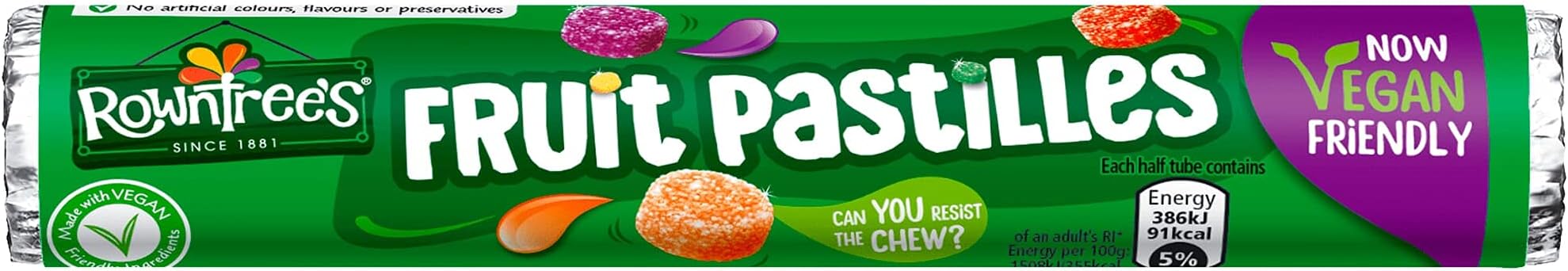 NestléRowntree's Fruit Pastilles Vegan Friendly Sweets Tube - 1x32