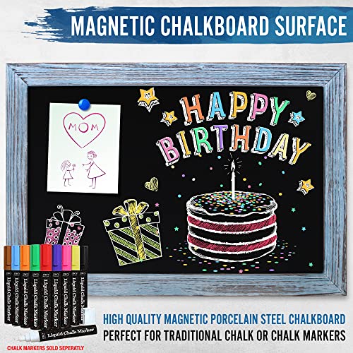 Hbcy Creations Rustic Blue Magnetic Wall Chalkboard, Extra Large Size 20" X 30", Framed Decorative Chalkboard - Great For Kitchen Decor, Weddings, Restaurant Menus And More! … (20"X30")… #TOP4