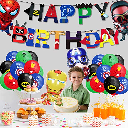 DWTECH Superheld Avengers Feestdecoratie 28 stuks ballonnen met 4 stuks grote folie ballonnen, 1 Happy Birthday banner… - Image 8